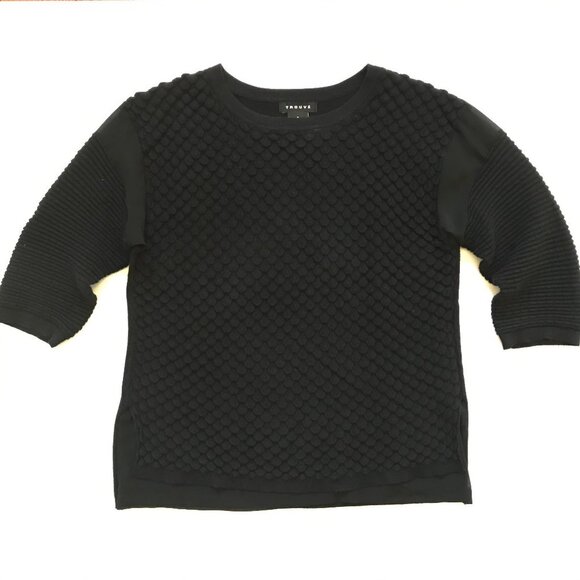 Trouve Textured Sweater Medium Black 3/4 Sleeve - Picture 1 of 13